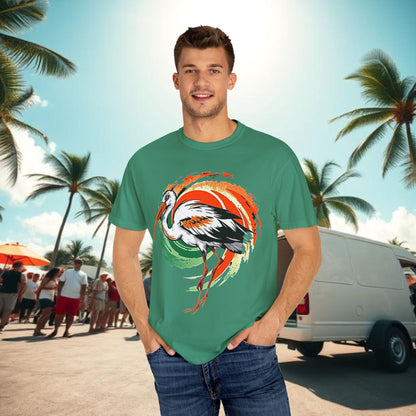 Ibis Artistic Graphic Design Tee, Unisex Garment-Dyed T-shirt, Perfect for Gameday or Beach, Sports Fan Shirt