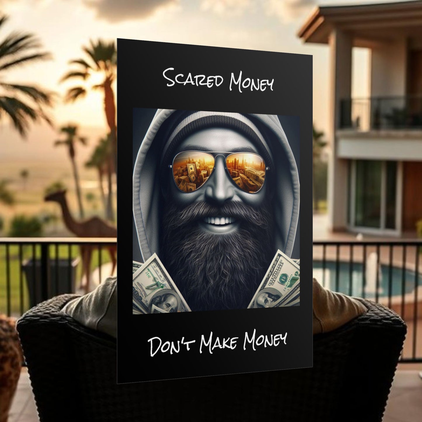 Bearded Money Motivational Wall Art, Scared Money Don't Make Money Poster, Home Decor, Gift for Entrepreneurs, Business Inspiration