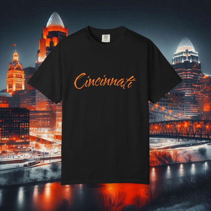 Cincinnati Script T-Shirt — Retro City Name Tee, Tri-Blend, Ultra Comfort, Perfect for Gameday
