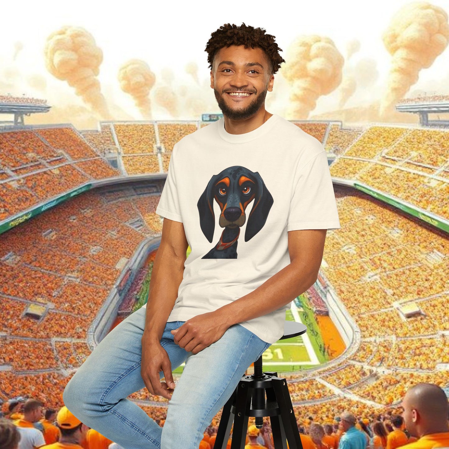 Garment-Dyed Dog Portrait T-Shirt, Sports Fans, Gameday Gift, Casual Wear, Unisex Tee, Perfect for Tailgates