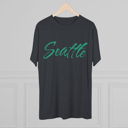 Seattle Script Tee — Casual City Souvenir T-Shirt, Perfect for Gameday, Tri-Blend Soft Material