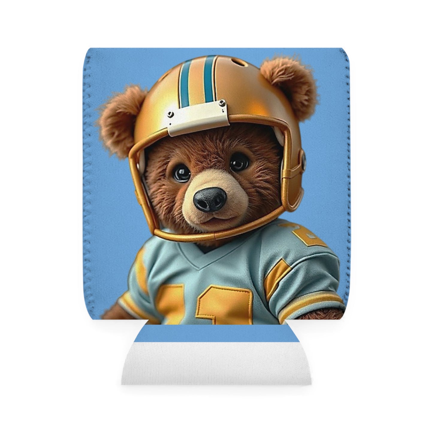 Adorable Teddy Bear Football Can Cooler Sleeve | Perfect for Game Day, Tailgating, Parties, Gifts, Summer Fun