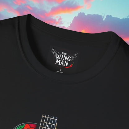 Colorful Acoustic Guitar T-Shirt, Music Lover's Tee, Festival Wear, Gift for Musicians, Vibrant Graphic Shirt