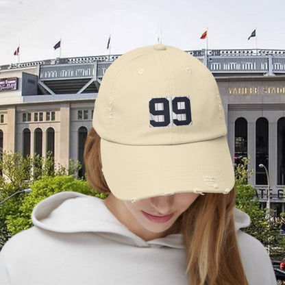 Baseball Stars Distressed Unisex Baseball Cap with Custom Number 99, Trendy Hat for Casual Outfits, Gifts for Sports Lovers