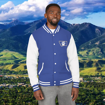 Letterman Jacket – Varsity Blue Fist Patch with FLC Back