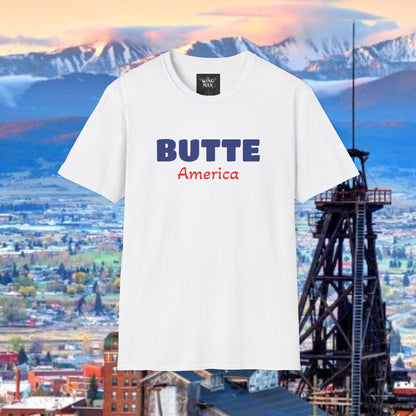Butte, America Unisex Softstyle T-Shirt - Cozy Apparel for Locals, Travel Souvenir, Gift Idea, Casual Wear, Adventure Tee