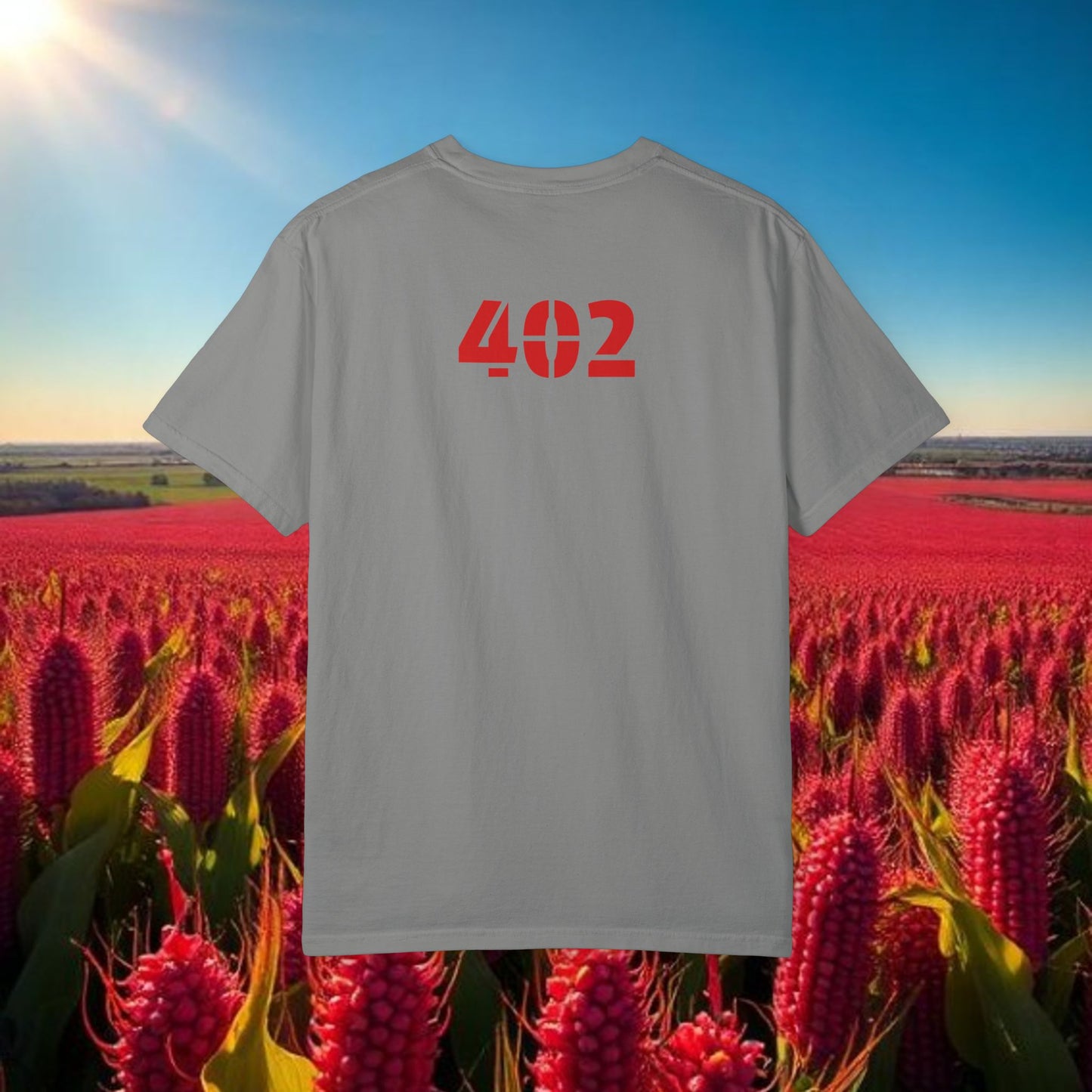 Lincoln Nebraska Area Code T-Shirt — White Tee with Red "Nebraska" & 402 Back Print, Soft-Style T-Shirt