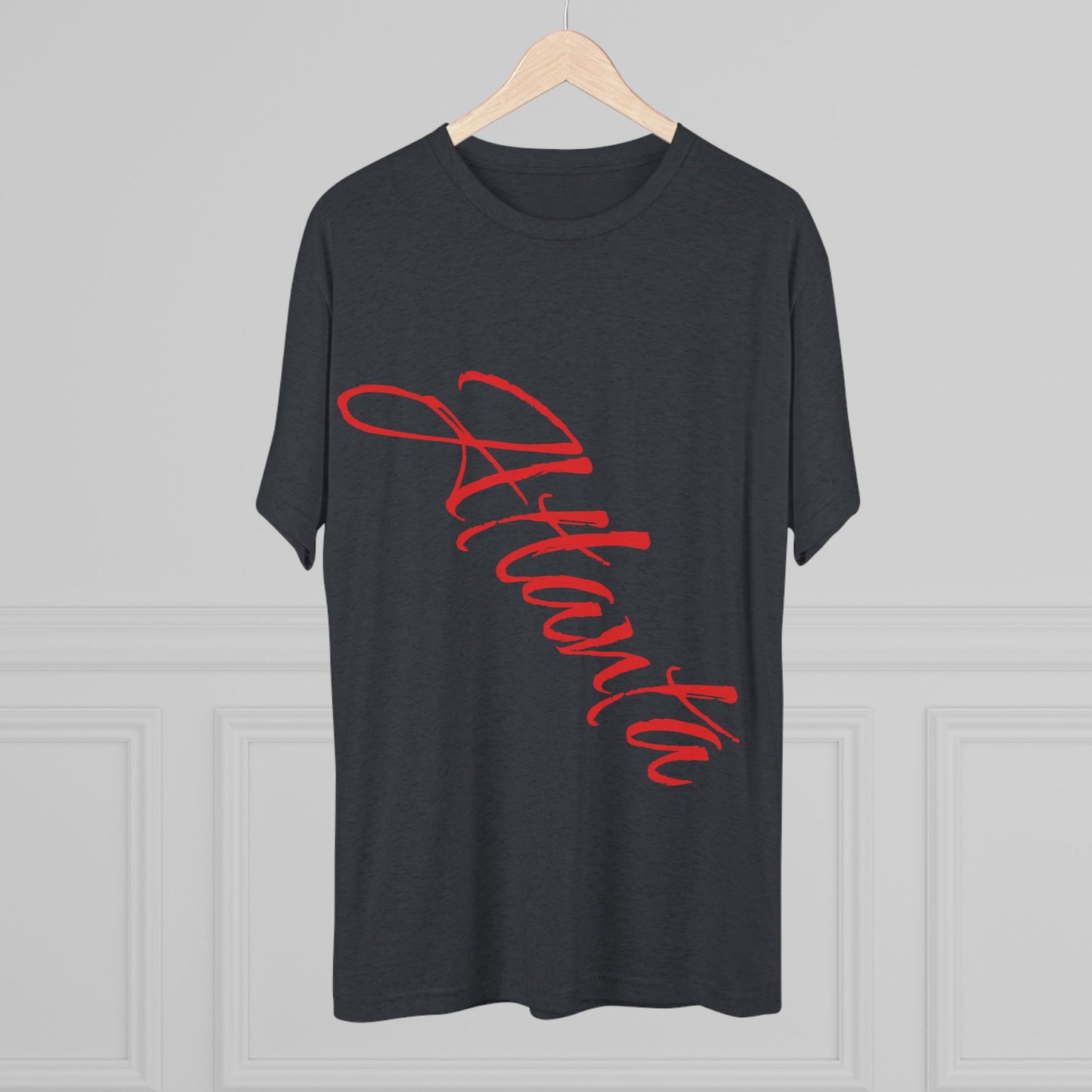 Atlanta Script Tee — Red Diagonal City Name T-Shirt, Tri-Blend Super Soft Style T-Shirt, Perfect for Gameday or a Night Out