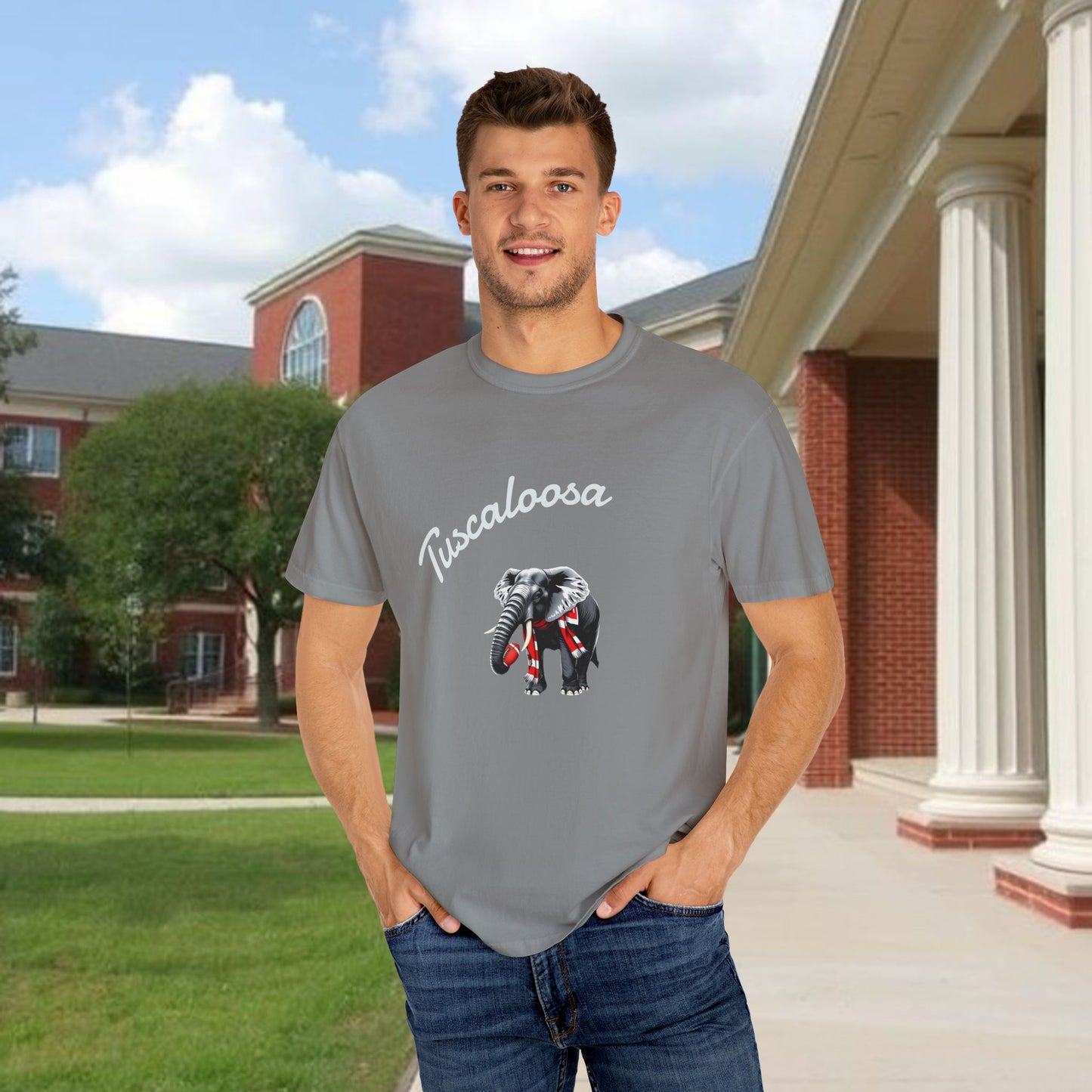 Tuscaloosa Elephant T-Shirt — University Pride Vintage Campus Tee, Soft-Style, Perfect T-Shirt for Gameday and the Tailgate