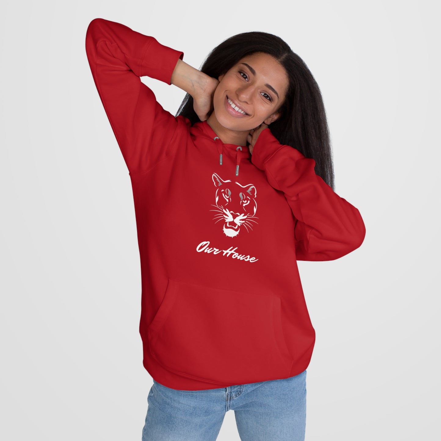 Cougar Silhouette Hoodie - Cozy Sweatshirt, Great for Gifts, Casual Wear, Lounge, Sports Fans, Red Sweatshirt