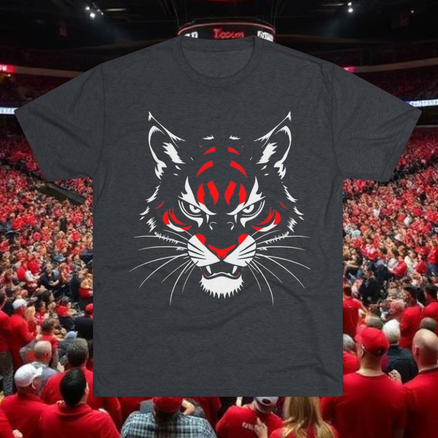 Wldcat Mascot T-Shirt — Fierce Red & White Sports Tee, Tri-Blend Soft Fabric, Perfect for Gameday
