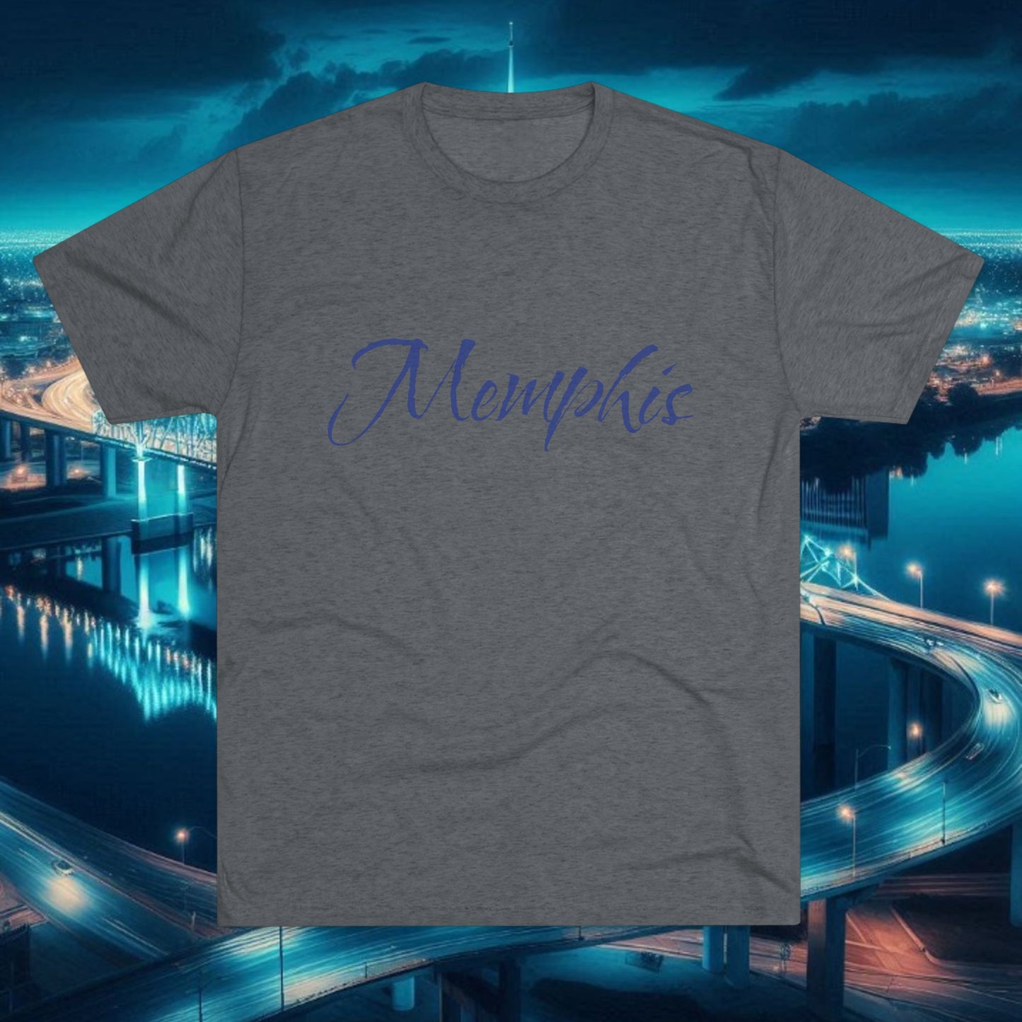 Memphis Script Tee — City Name Graphic T-Shirt, Tri-Blend Ultra Comfort, Perfect for a Night out or Gameday.