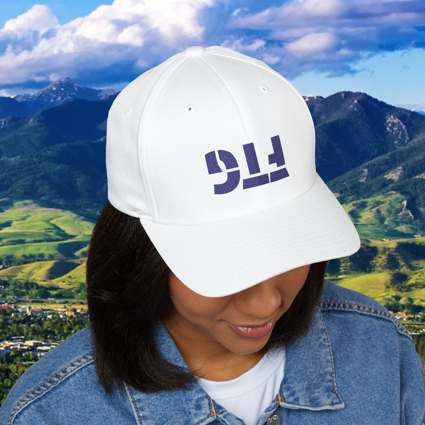 Upside Down FTG Embroidered Closed-Back Cap, Stylish Baseball Hat for Ca Fans, Casual Accessory