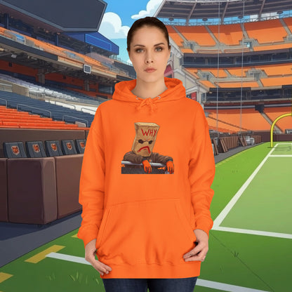 Hoodie - "Why" Paper Bag Face Graphic Pullover