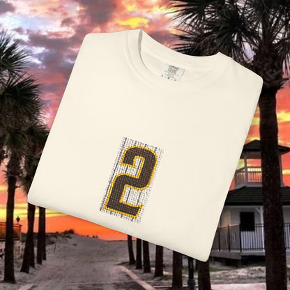 Number 2 Graphic T-Shirt — Bold Retro Patch Front & X Back Tee