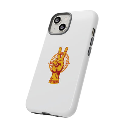 Victory Themed Stylish Phone Case - Tough Cases with Peace Sign Design, Customizable Phone Covers, Gift for Tojan Fans, Trendy Accessories