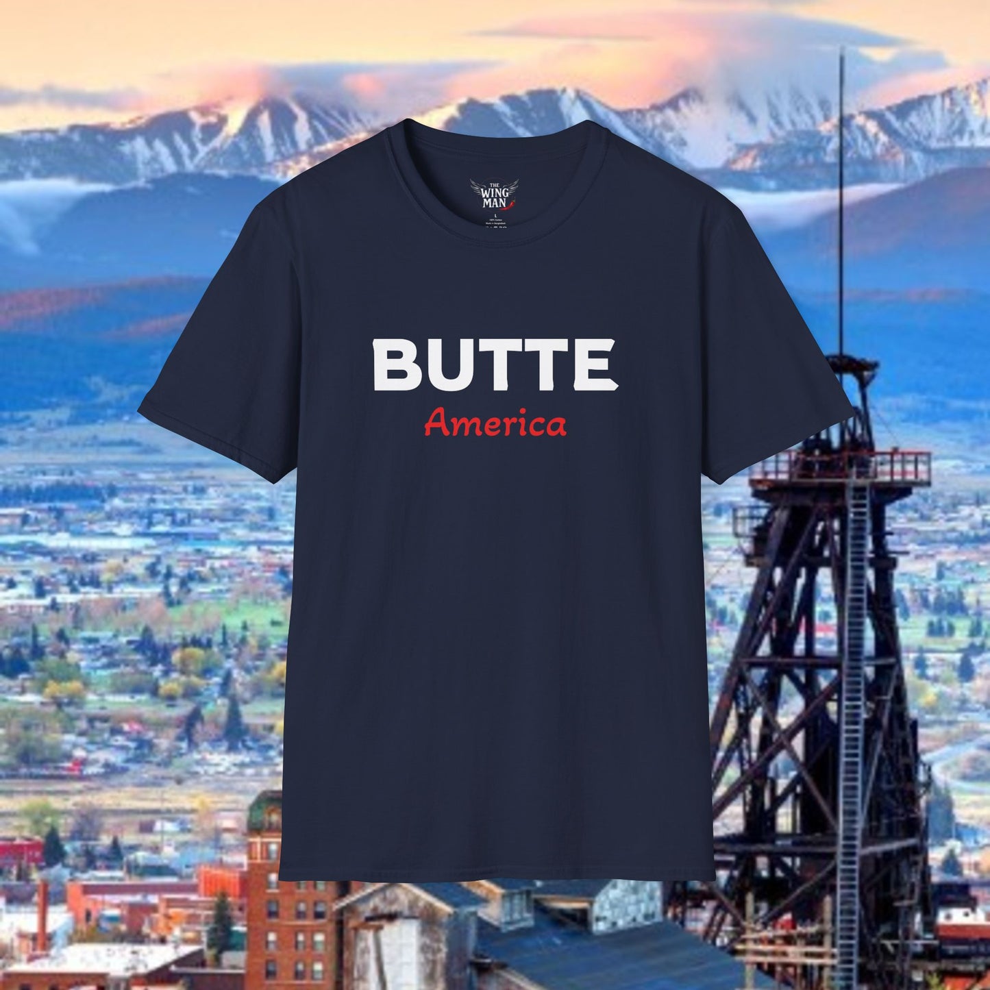 Butte, America Unisex Softstyle T-Shirt - Cozy Apparel for Locals, Travel Souvenir, Gift Idea, Casual Wear, Adventure Tee