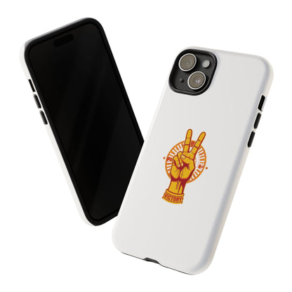 Victory Themed Stylish Phone Case - Tough Cases with Peace Sign Design, Customizable Phone Covers, Gift for Tojan Fans, Trendy Accessories