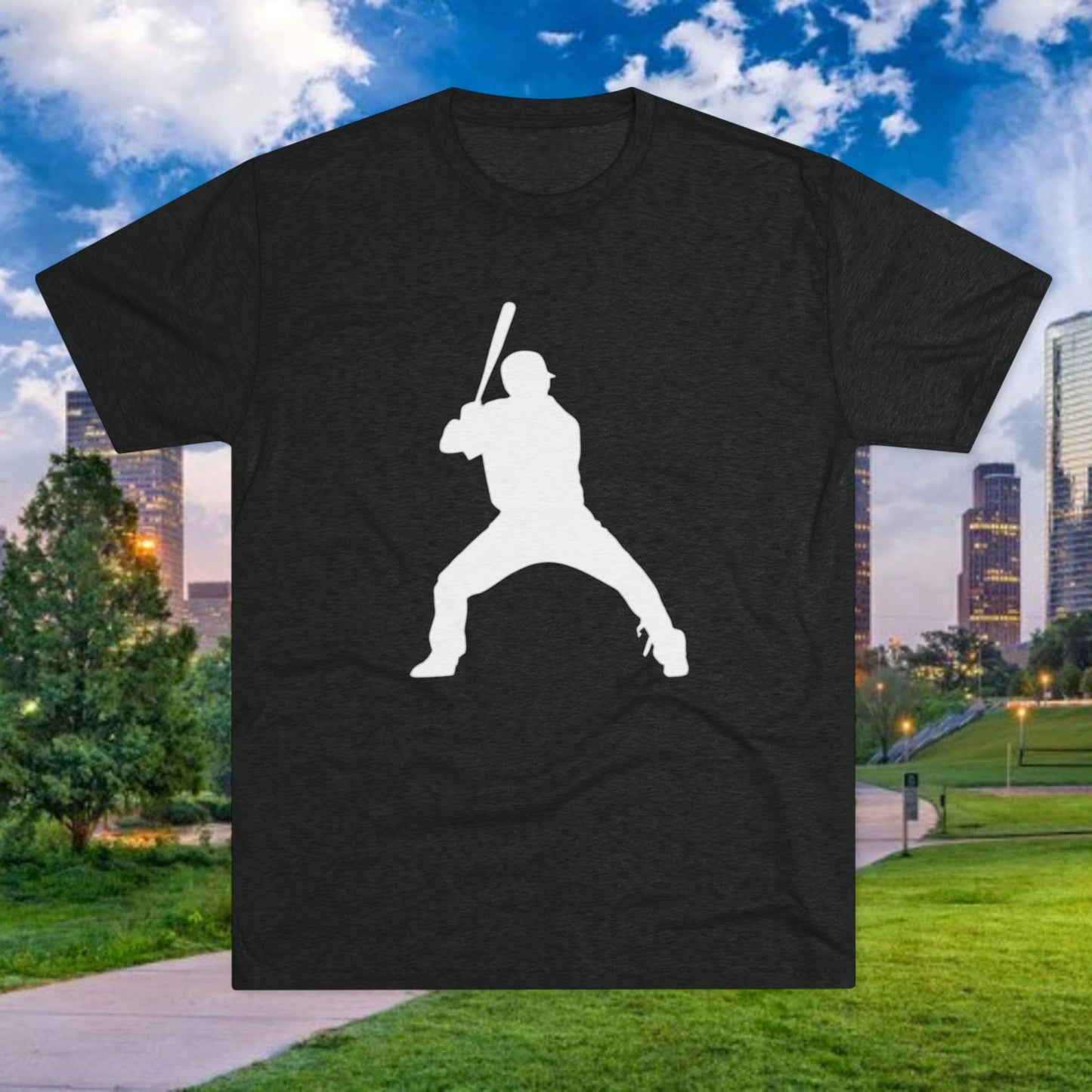 Baseball Batter Tee — Silhouette Front with Number 5 Back