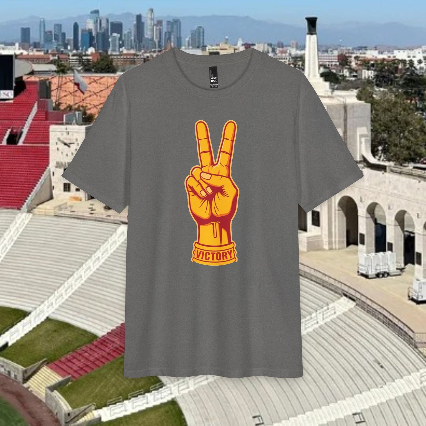 Victory Sign T‑Shirt — Retro Orange & Yellow Graphic Tee