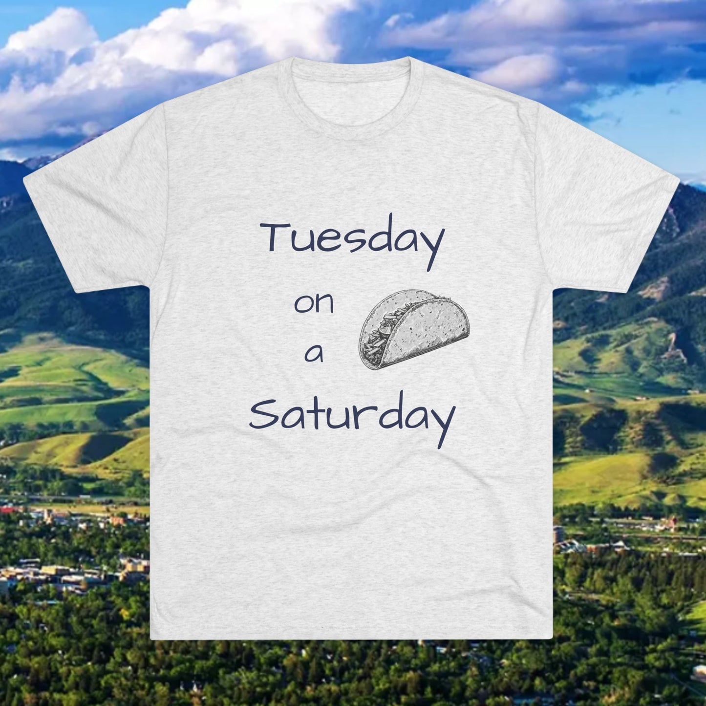 T-Shirt — "Tuesday on a Saturday" Taco Tee with Paw Print Back