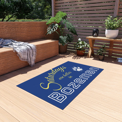 Outdoor Rug — "Saturdays are better in Bozeman" Paw Print Doormat