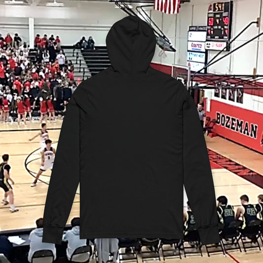 Bozeman Hawk Unisex Hooded Long Sleeve Tee with BZN Hawk Design, Casual Wear, Outdoor Activities, Hooded Top, Gift for Sports Lovers