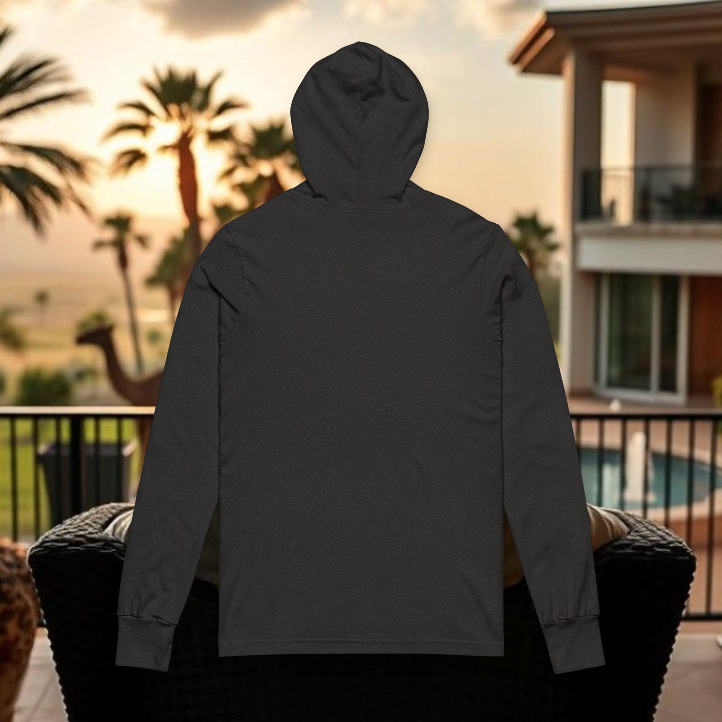 Wing Man Silhouette Hooded Long Sleeve Tee - Unisex Comfort for Relaxation, Beach Days, Casual Outings, Cozy Gatherings, Gift for Him/Her
