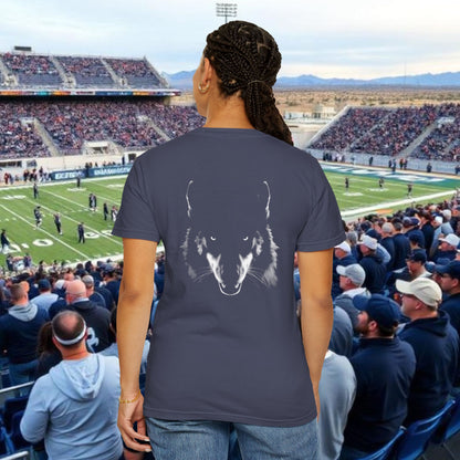 Reno Tee, Vertical Reno Logo and Subtle Wolf Graphic, Soft Style Shirt, Perfect style for Gameday