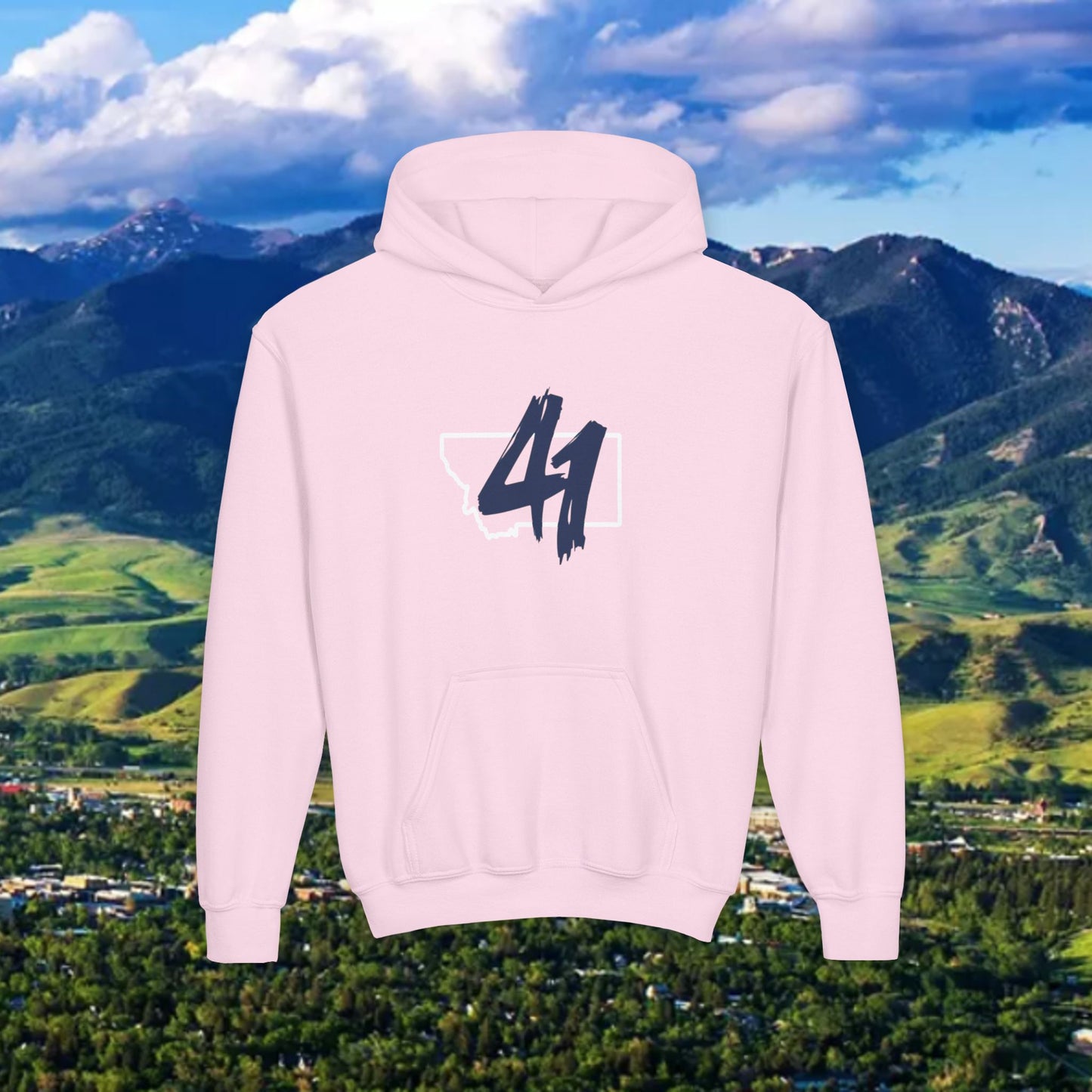 Montana '41' Youth Hoodie – State Outline Graphic Sweatshirt