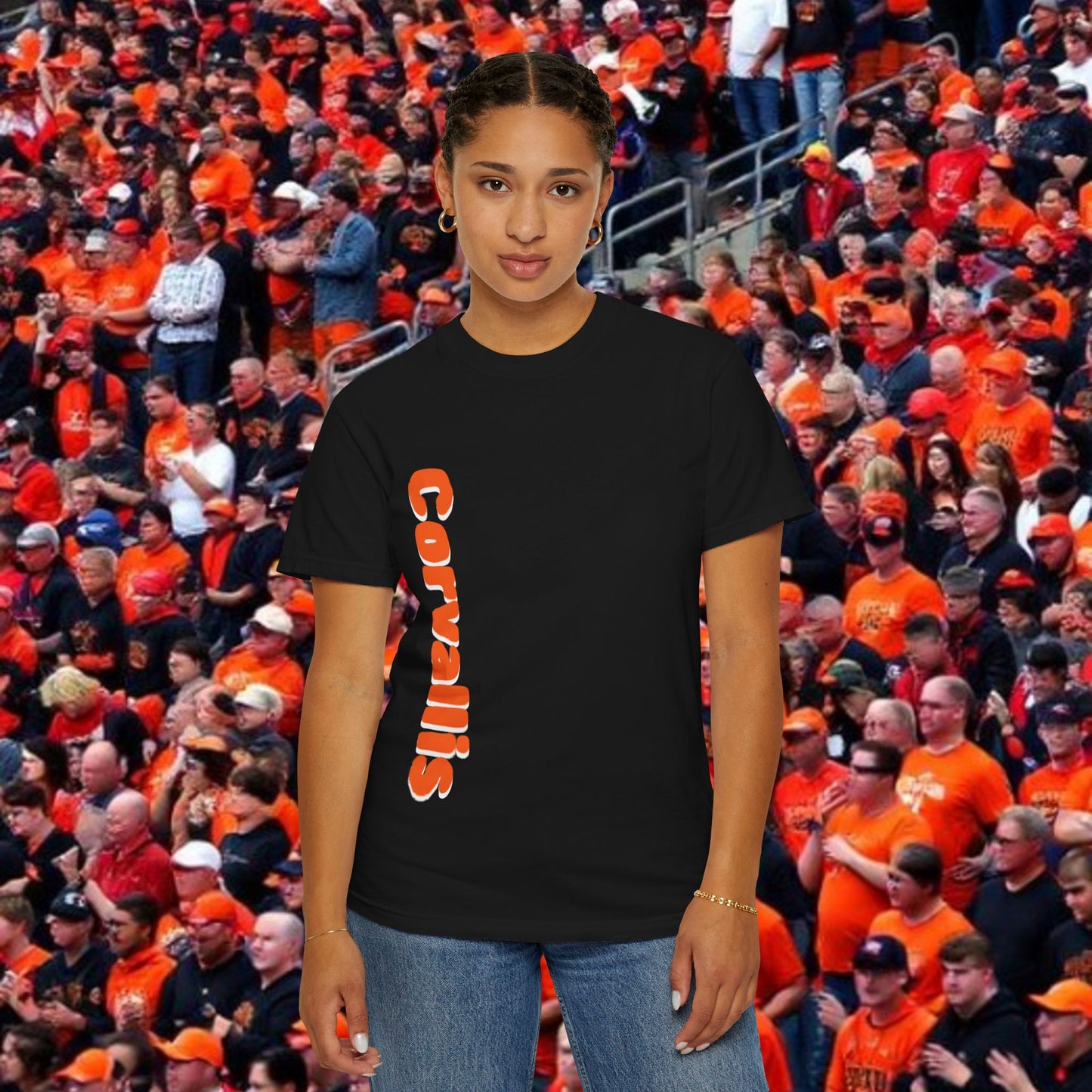 Garment-Dyed Unisex T-Shirt with Corvallis Design, Casual Tee, Gameday Apparel, Graphic T-Shirt, College Spirit Wear