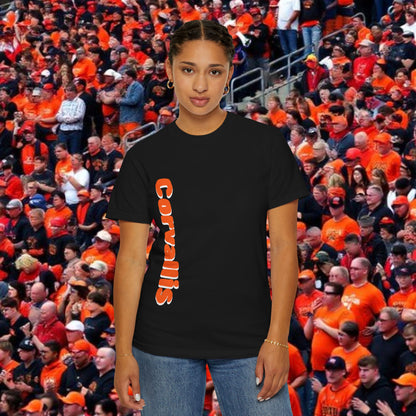Garment-Dyed Unisex T-Shirt with Corvallis Design, Casual Tee, Gameday Apparel, Graphic T-Shirt, College Spirit Wear