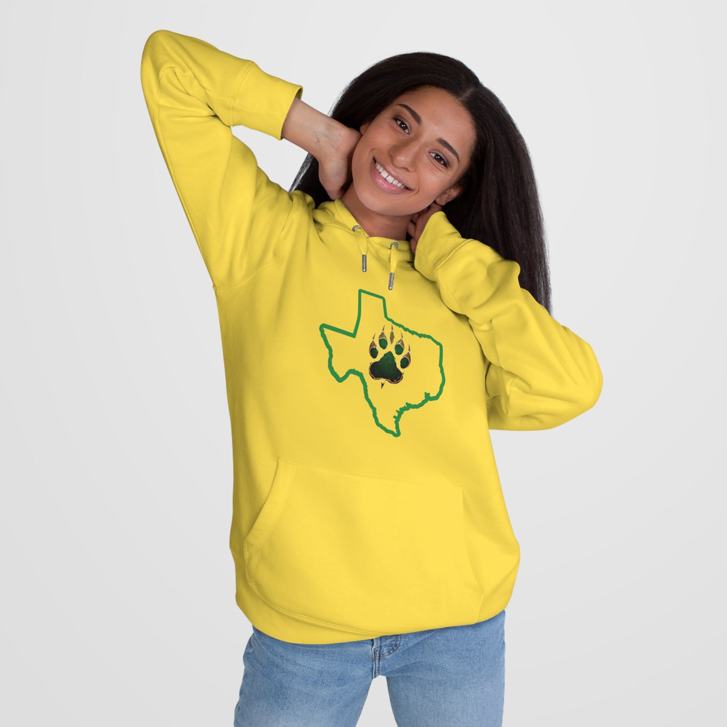 Bear Paw King Hooded Sweatshirt, Texas Pride Apparel, Gifts for Texans, Cozy Hoodie, Yellow Sweatshirt, Casual Wear