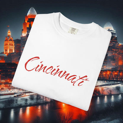 Cincinnati Script T-Shirt — Retro City Name Tee, Tri-Blend, Ultra Comfort, Perfect for Gameday