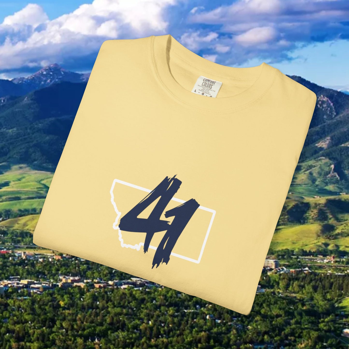 Montana Inspired Unisex T-Shirt with 41 Design and Paw Print on back. Soft Shirt for Gamedays or everyday comfort.