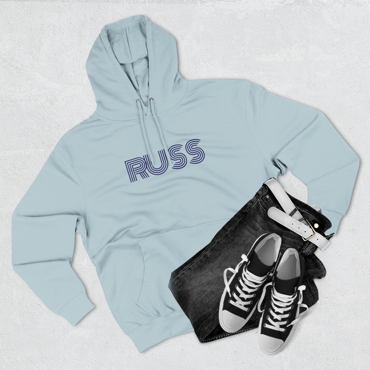 Russ Fleece Hoodie with RUSS Design, Perfect for Relaxation, Gifts, and Casual Outings, Urban Fashion, Rapper Hoodie