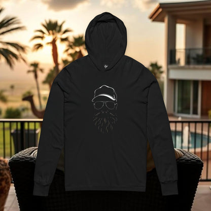 Wing Man Silhouette Hooded Long Sleeve Tee - Unisex Comfort for Relaxation, Beach Days, Casual Outings, Cozy Gatherings, Gift for Him/Her