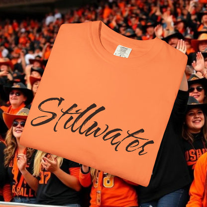 Stillwater Script T‑Shirt — Casual City Pride Tee, Soft-Style Shirt, Perfect for Gameday