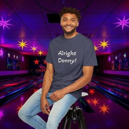 Vintage Garment-Dyed T‑Shirt — Minimal Retro Bowling Vibe, Lebowski Reference, Alright Donny