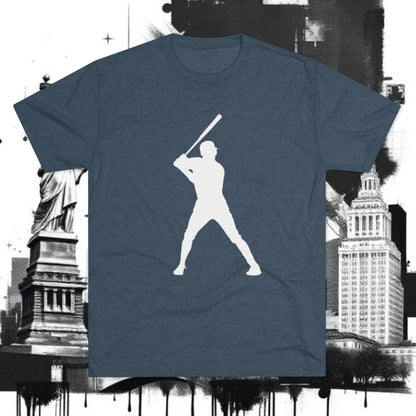 Baseball Stars 99 Batter Tee — Athletic Player Silhouette T-Shirt with '99' Back Number, Tri-Blend