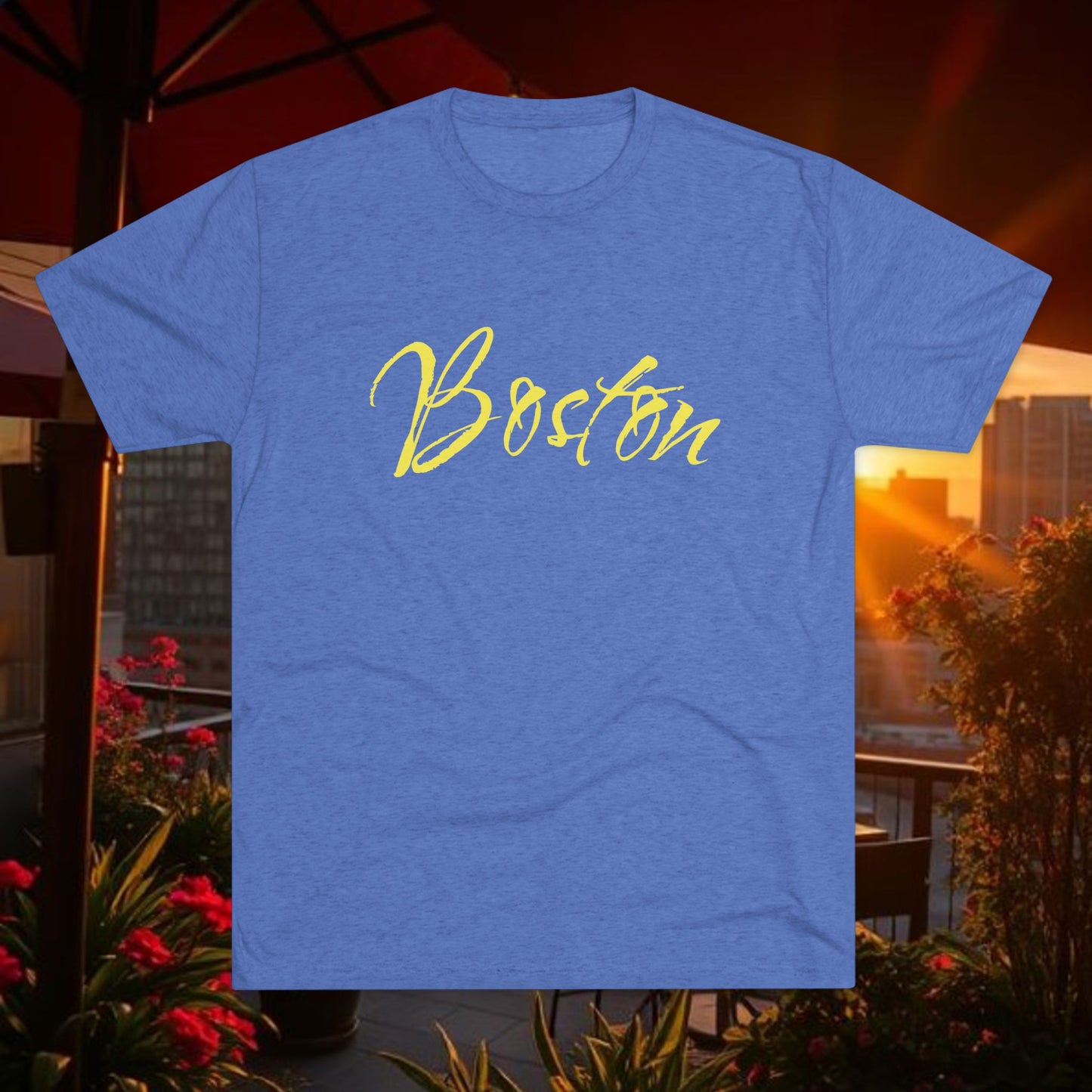 Boston Script Tee — Lightweight City Souvenir T‑Shirt, Super Comfortable Tri-Blend, Perfect for Gameday