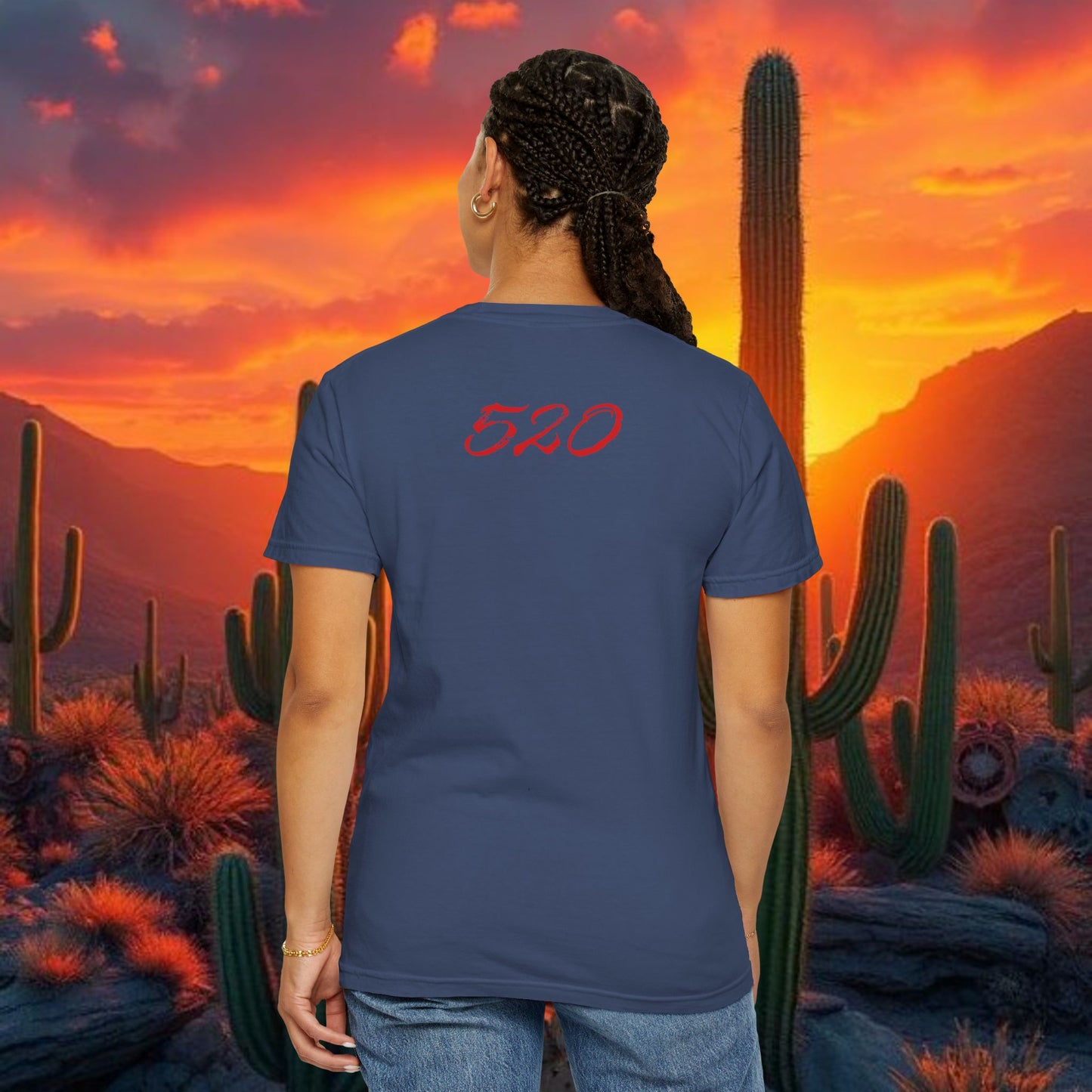 Tucson Arizona Area Code T-Shirt — 520 Back Print, Southwestern Travel Tee, Soft-Style
