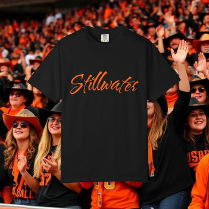 Stillwater Script T‑Shirt — Casual City Pride Tee, Soft-Style Shirt, Perfect for Gameday