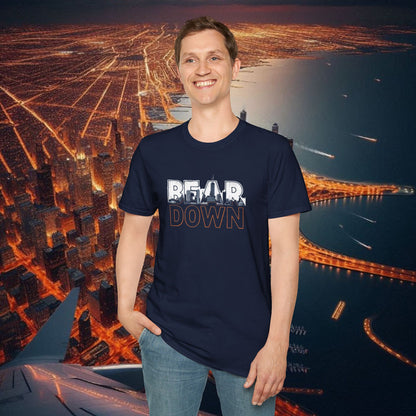 Bear Down Unisex Softstyle T-Shirt, Casual Graphic Tee, Gift for Bears Fans, Sporty Apparel, Everyday Comfort Shirt