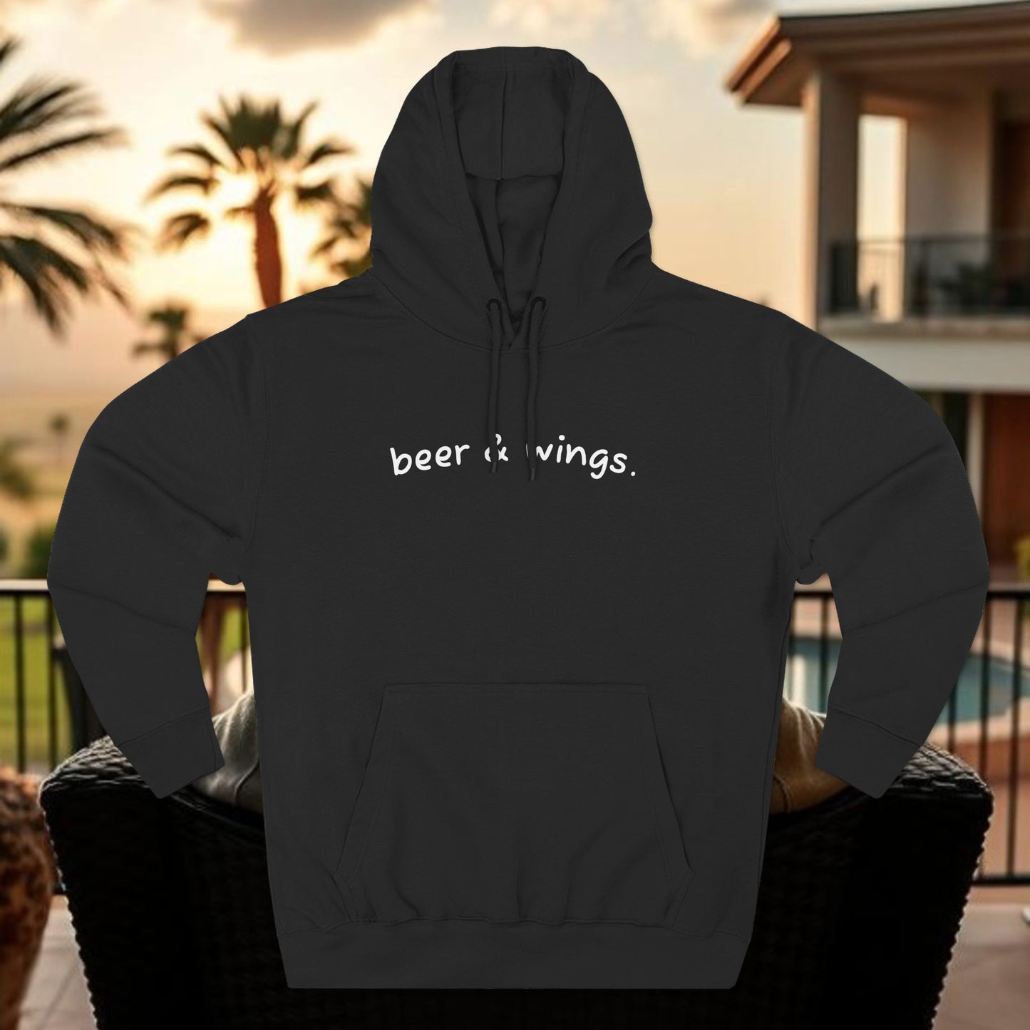 Beer and Wings Fleece Hoodie | Cozy Sweatshirt for Foodies, Gift for Beer Lovers, Casual Wear, Unisex Pullover