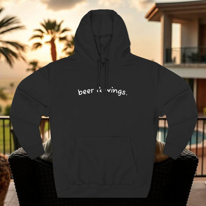 Beer and Wings Fleece Hoodie | Cozy Sweatshirt for Foodies, Gift for Beer Lovers, Casual Wear, Unisex Pullover
