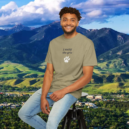 Unisex Garment-Dyed T-Shirt, I HATE the grizzlies, Bobcat Tee, Gift for Cat Fans, Casual Wear, Gameday Shirt