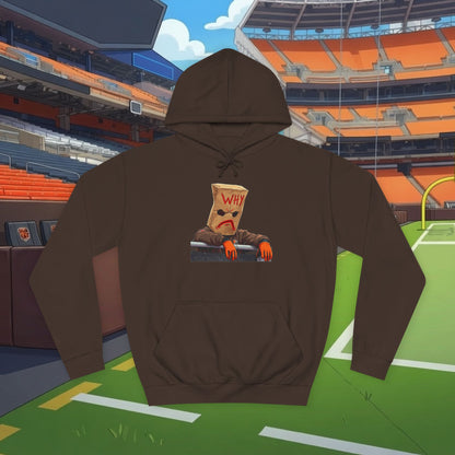 Hoodie - "Why" Paper Bag Face Graphic Pullover