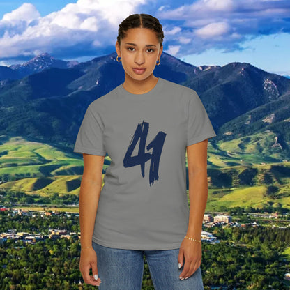 Stylish Unisex T-Shirt with Bold 41 Graphic and Paw Print, Perfect for Gameday and Tailgates.