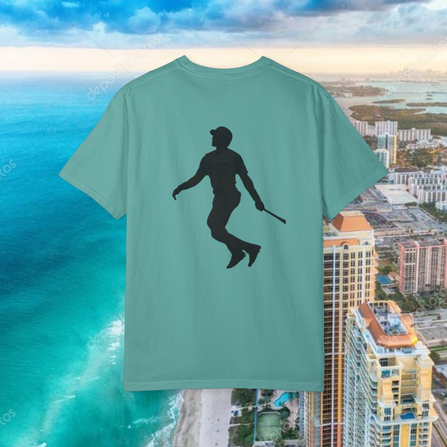 Legends Baseball Silhouette T-Shirt — Garment-Dyed Player Tee, Retro Baseball T-Shirt